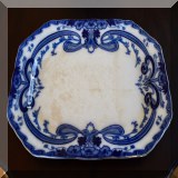 P46. Antique flow blue Burgess and Leigh Middleport Pottery Burslem Burleigh platter. 20” x 15.5” - $125 